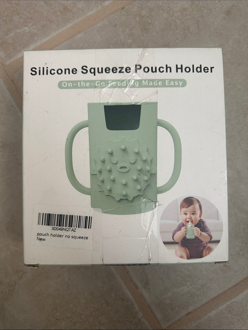 Silicone Squeeze Pouch Holder for Baby Feeding - Mint Green